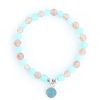 Palais du Rosaire Bracelet Fantaisie | Bracelet De La Vierge De Lourdes En Pierres Aquamarine Et Quartz Rose