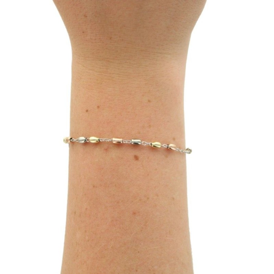 Palais du Rosaire Bracelet Argent | Bracelet En Argent Avec Perles Ovales En 3 Tons