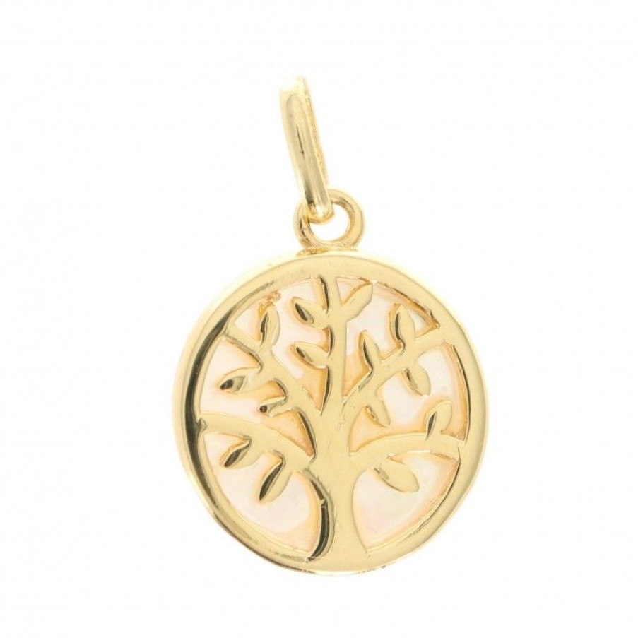 Palais du Rosaire Medaille Et Croix Plaque Or | Pendentif Arbre De Vie Plaque Or De 15Mm