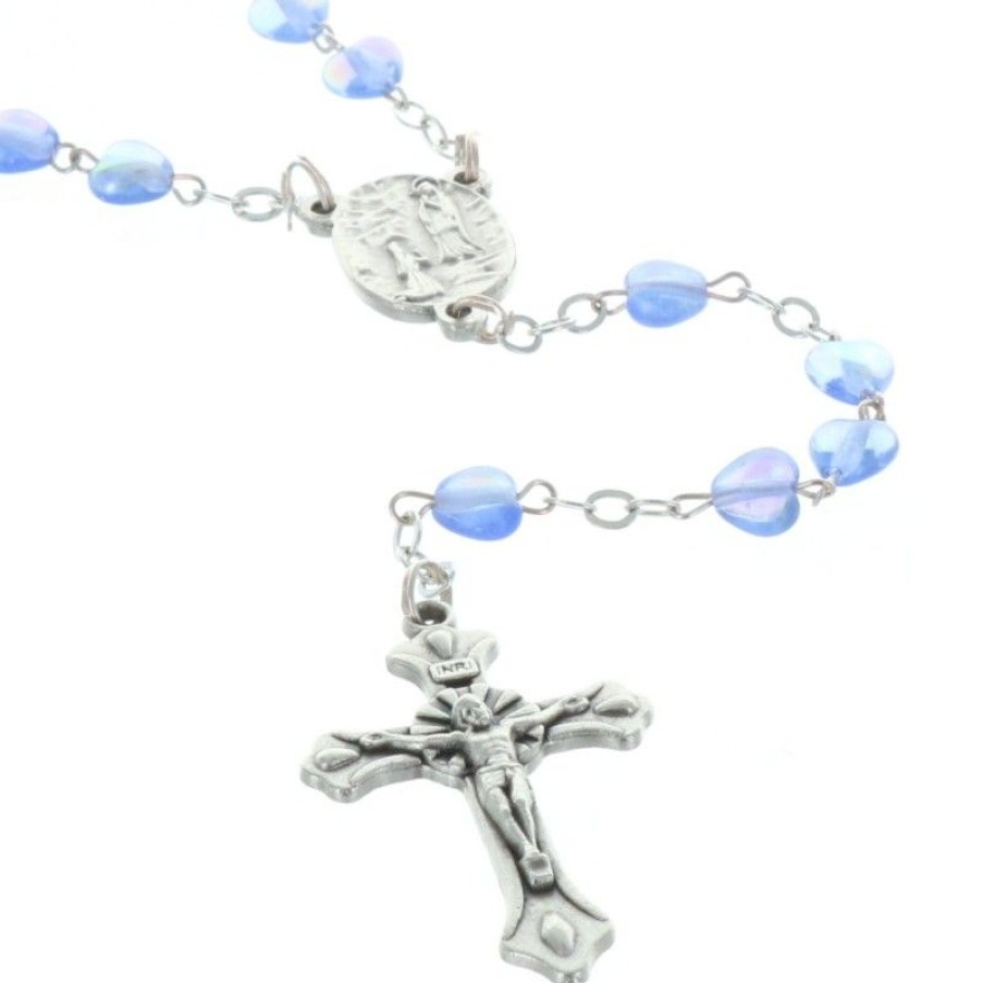 Palais du Rosaire Chapelet Verre | Chapelet De Lourdes En Verre Grains Coeur Avec L'Apparition
