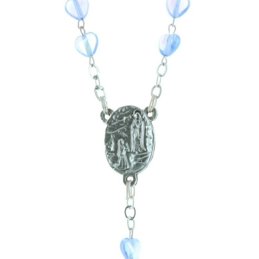 Palais du Rosaire Chapelet Verre | Chapelet De Lourdes En Verre Grains Coeur Avec L'Apparition