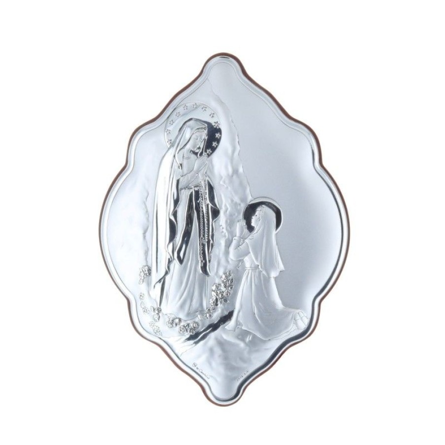 Palais du Rosaire Cadre Religieux | Cadre Religieux Original Apparition De Lourdes Argentee 14 X 21 Cm