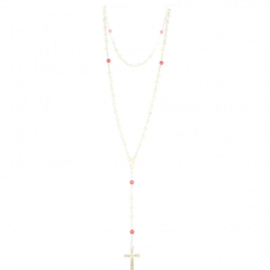 Palais du Rosaire Chapelet Nacre | Chapelet En Nacre Avec Paters Corail Rose Et Croix En Nacre