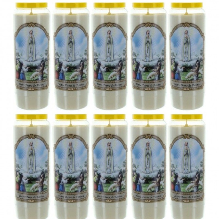 Palais du Rosaire Bougie Neuvaine | Lot De 10 Bougies Neuvaine Notre Dame De Fatima 17,5Cm