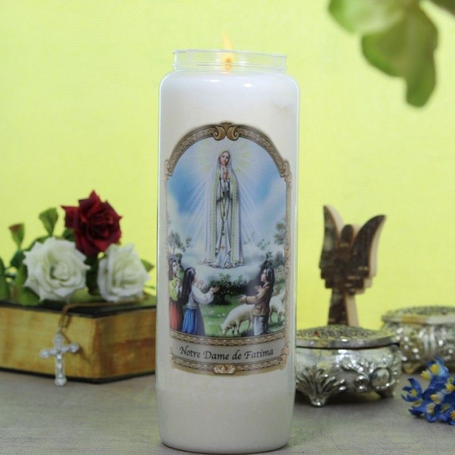 Palais du Rosaire Bougie Neuvaine | Lot De 10 Bougies Neuvaine Notre Dame De Fatima 17,5Cm