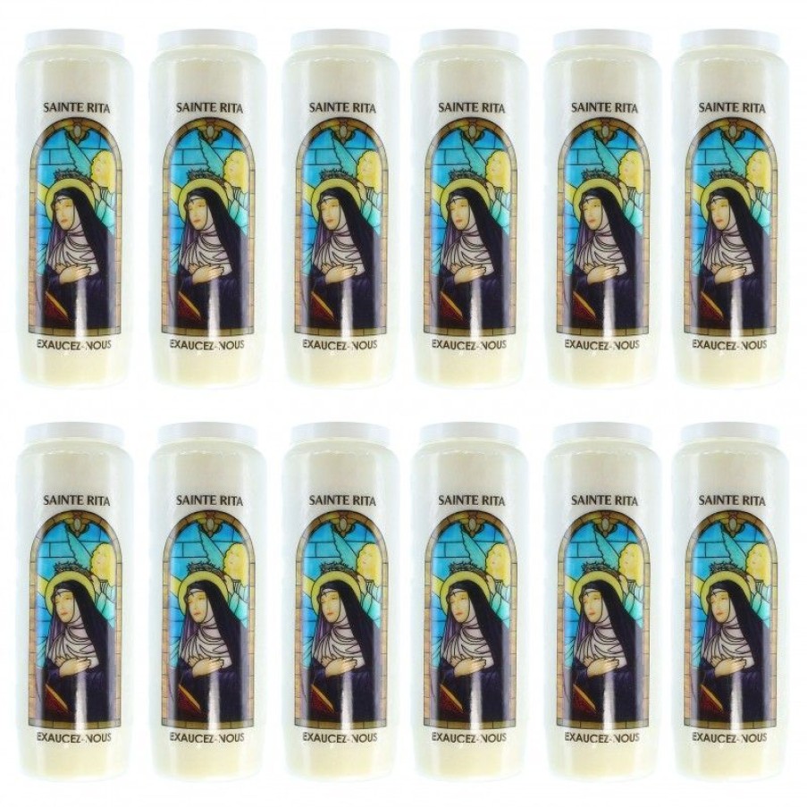 Palais du Rosaire Bougie Neuvaine | Lot De 12 Bougies De Neuvaine De Sainte Rita Avec Prieres