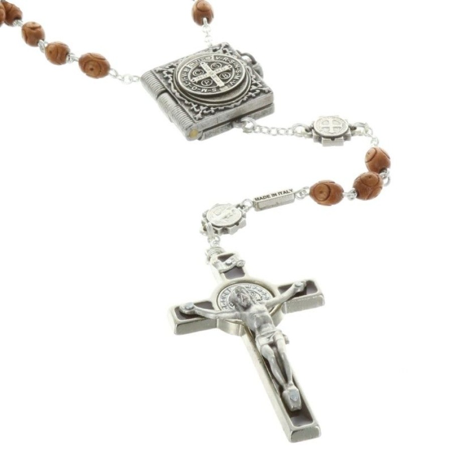 Palais du Rosaire Chapelet Bois | Chapelet De Saint Benoit En Bois Avec Un Coeur En Livret