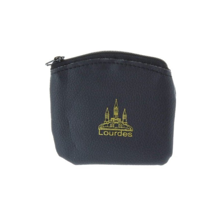 Palais du Rosaire Etui A Chapelet | Etui A Chapelet Neoprene Noir Et Basilique De Lourdes Doree