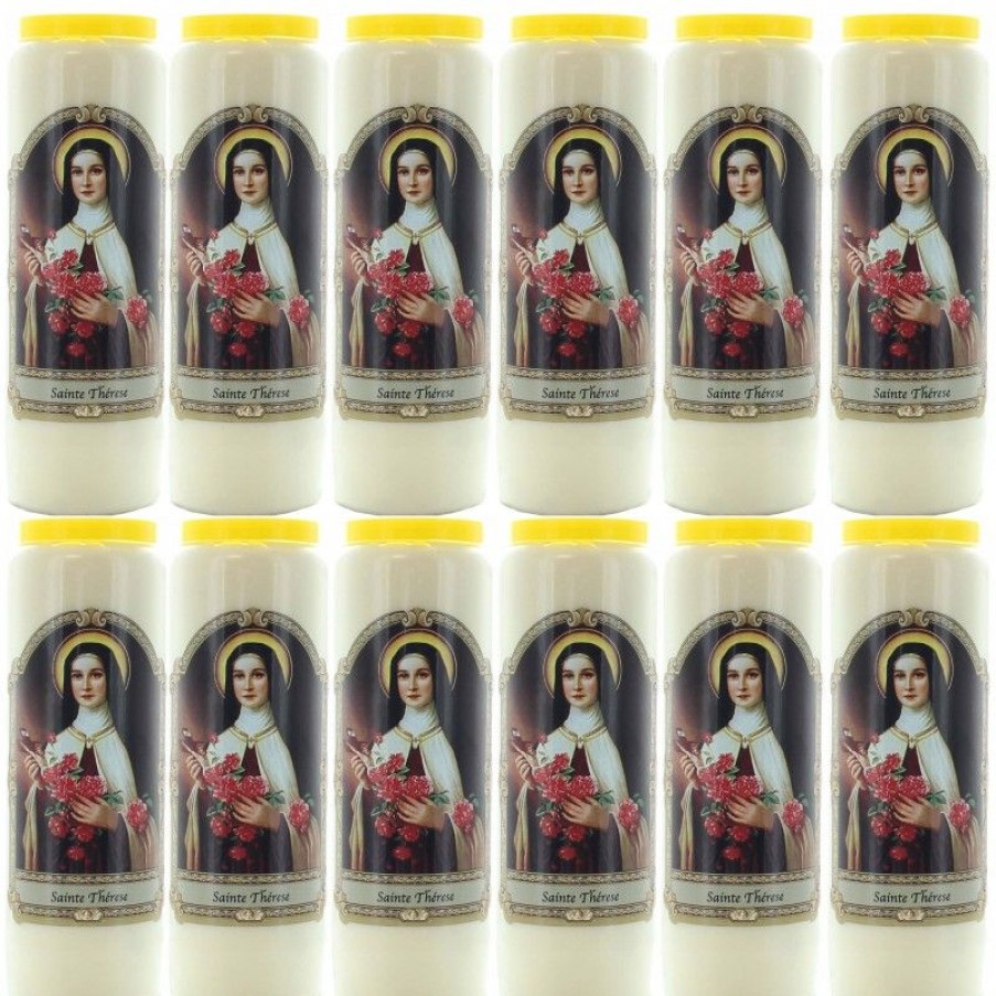 Palais du Rosaire Bougie Neuvaine | Lot De 12 Bougies Neuvaine Sainte Therese 17,5 Cm