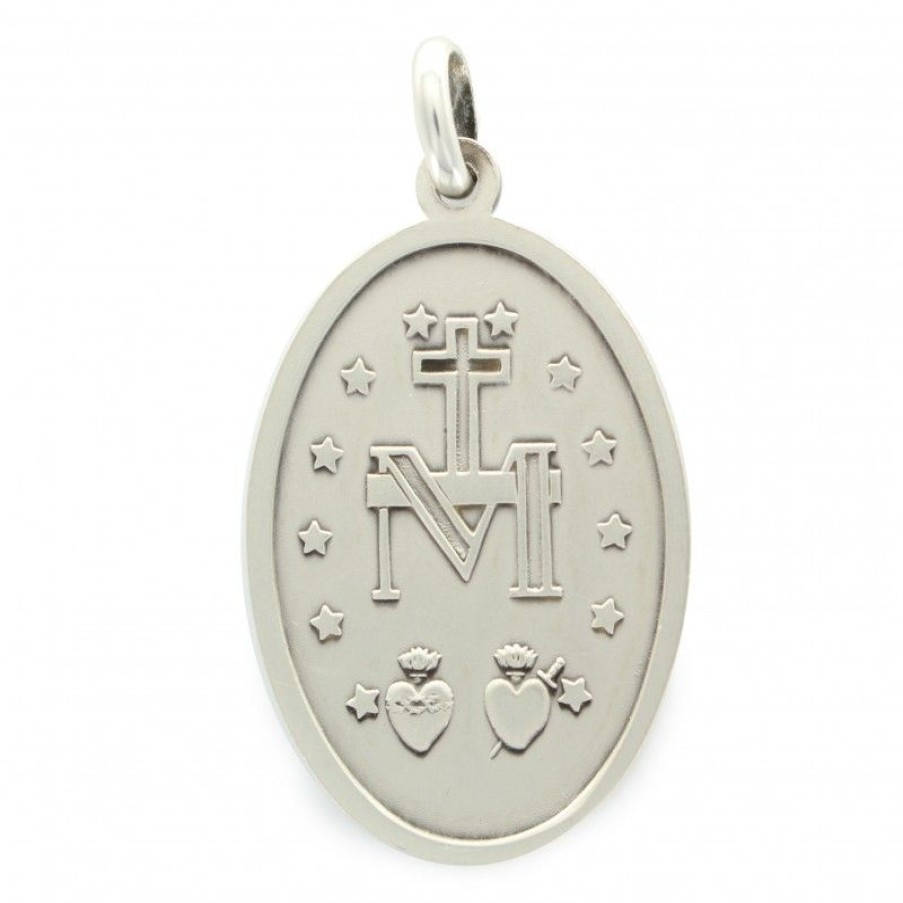 Palais du Rosaire Medaille Et Croix Argent | Medaille Miraculeuse En Argent 33Mm 11G