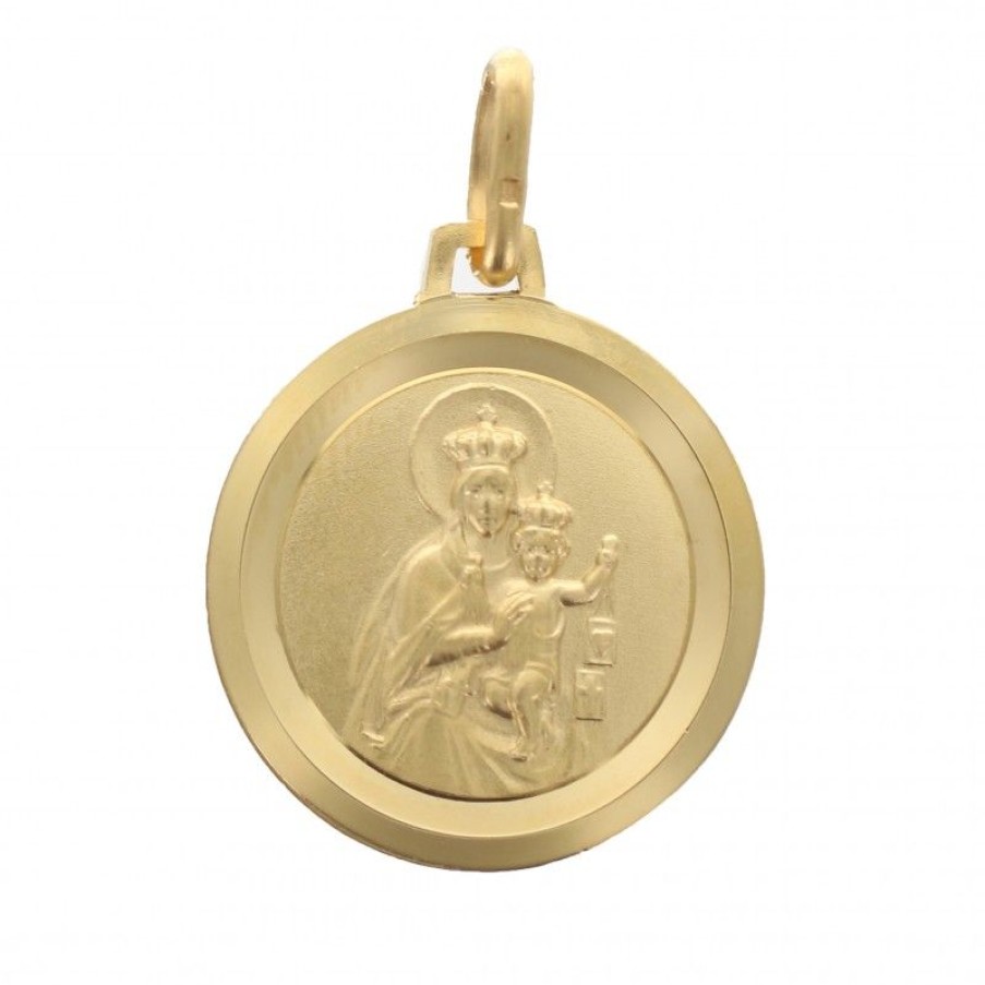 Palais du Rosaire Medaille Et Croix Plaque Or | Medaille En Plaque Or Du Christ Et Vierge A L'Enfant 16Mm