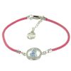 Palais du Rosaire Bracelet Fantaisie | Bracelet Religieux De Notre Dame De Lourdes Avec Un Cordage Rose