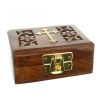 Palais du Rosaire Boite A Chapelet | Boite A Chapelet En Bois Avec Croix En Laiton 8Cm