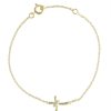Palais du Rosaire Bracelet Plaque Or | Bracelet Plaque Or Avec Une Croix Moderne Et Des Strass