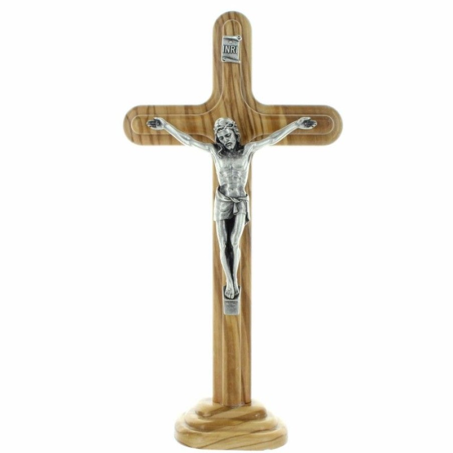 Palais du Rosaire Crucifix Bois | Crucifix De Table En Bois D'Olivier 21Cm