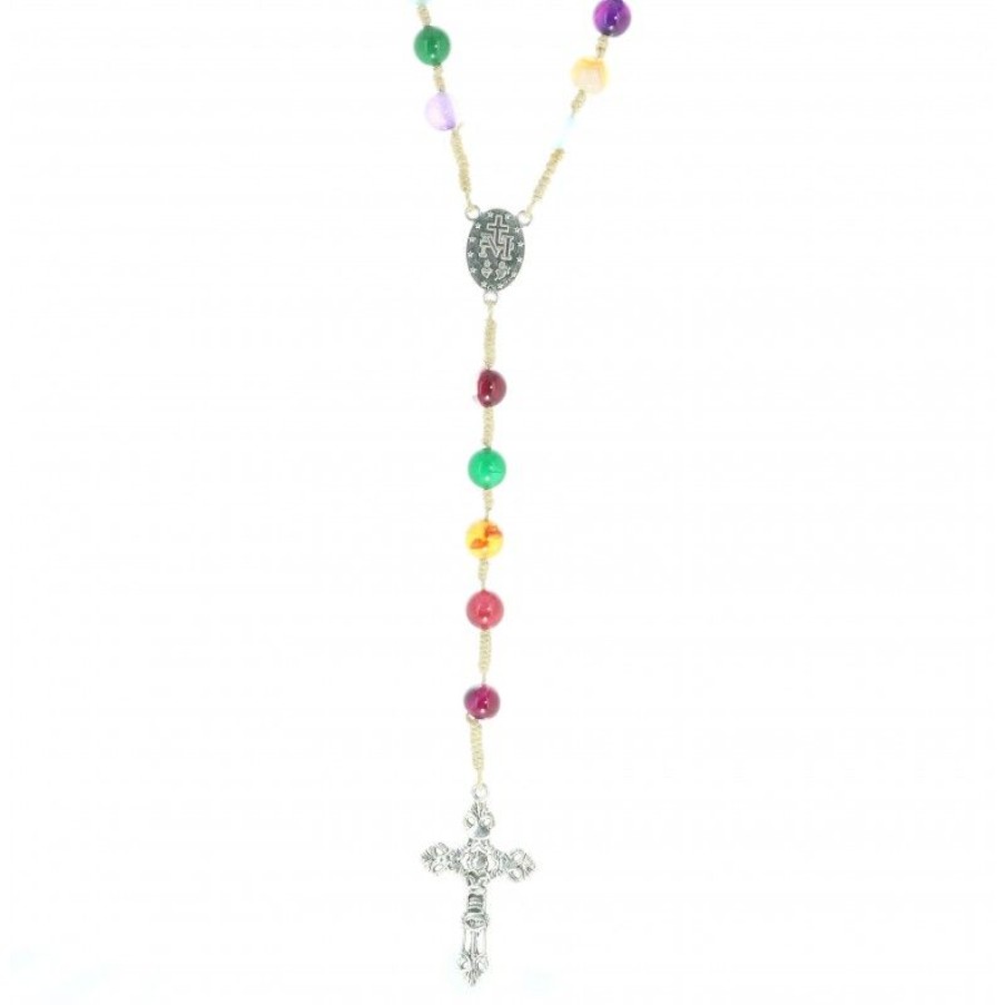 Palais du Rosaire Chapelet Pierre | Chapelet En Corde Et Pierre Veritable De 8Mm