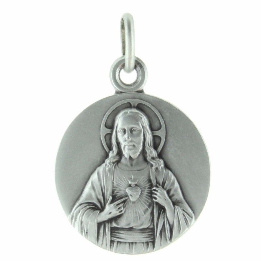 Palais du Rosaire Medaille Et Croix Argent | Medaille Du Sacre Coeur De Jesus En Argent