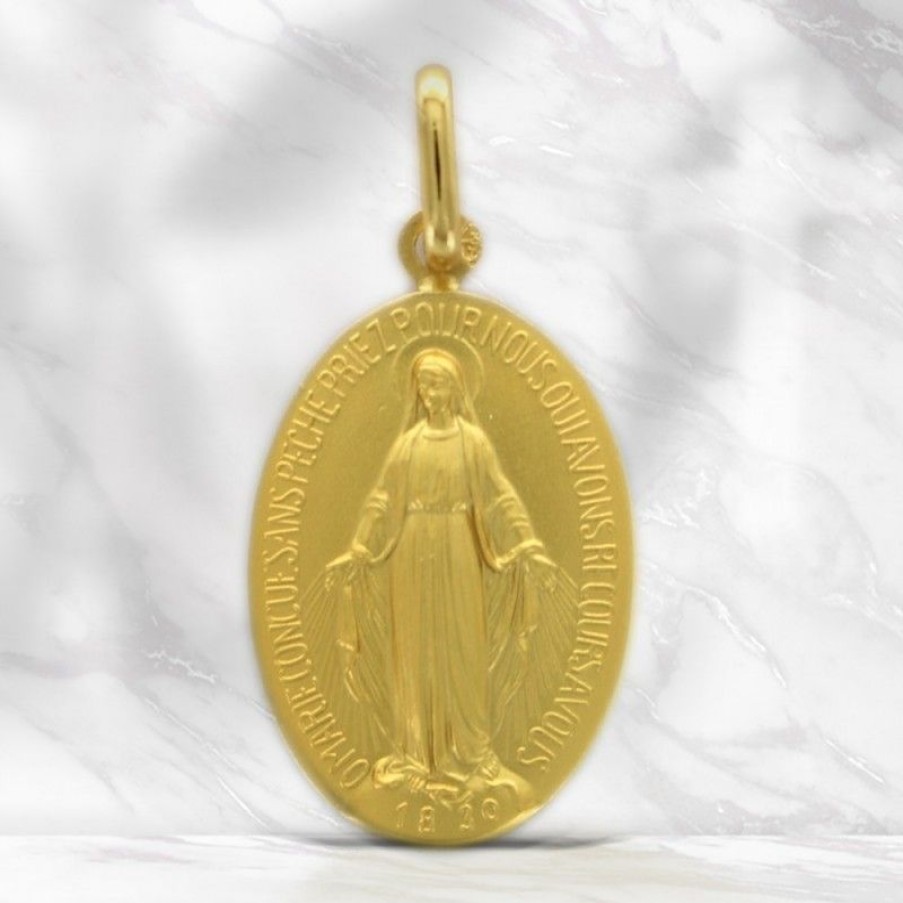 Palais du Rosaire Medaille Et Croix Or | Medaille Miraculeuse En Or 17 Mm