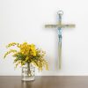 Palais du Rosaire Crucifix Bois | Crucifix En Bois D'Olivier Avec Un Christ Argente 13Cm