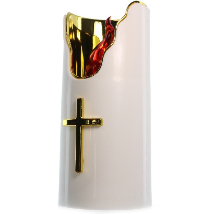 Palais du Rosaire Bougie Decorative | Bougie Led Avec Croix Et Finition Doree