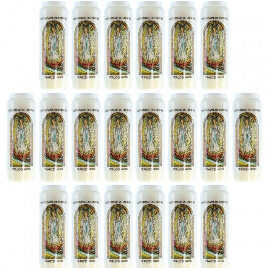 Palais du Rosaire Bougie Neuvaine | Lot De 20 Bougies De Neuvaine De Notre Dame De Lourdes Avec Prieres Au Dos