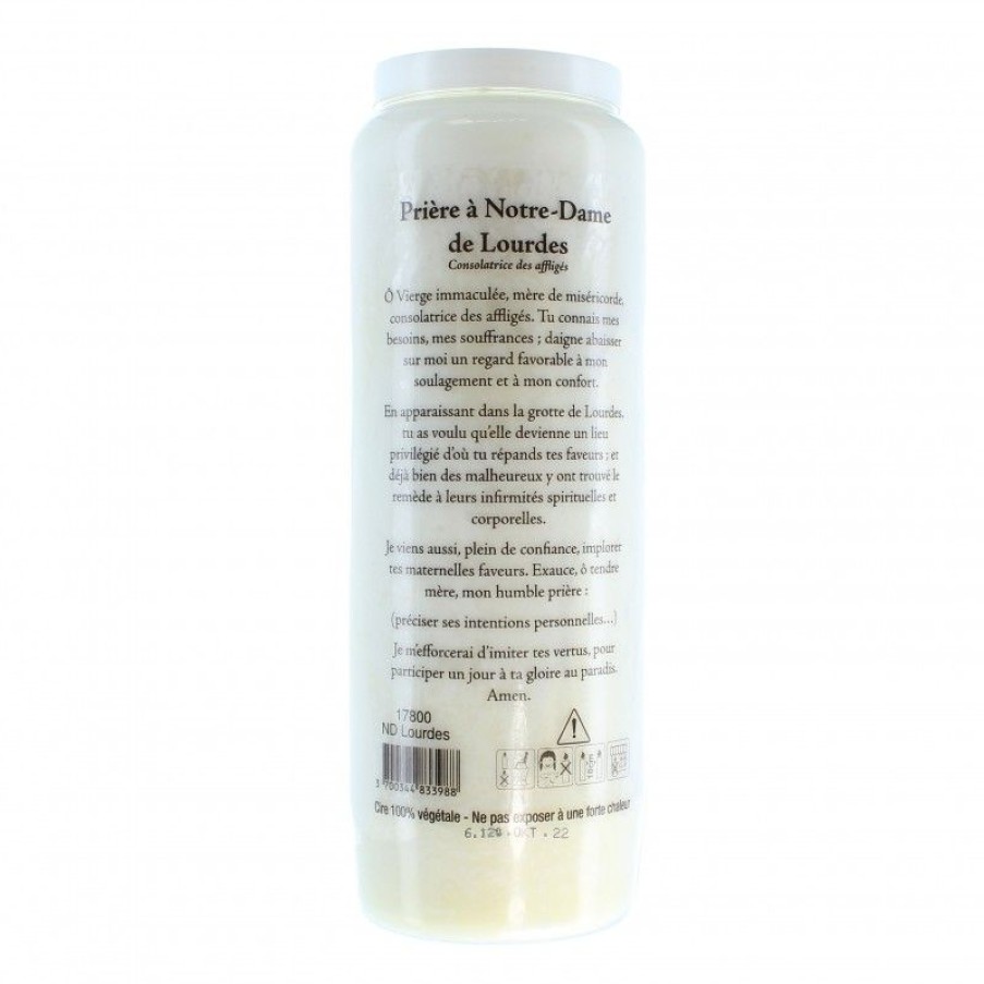Palais du Rosaire Bougie Neuvaine | Lot De 20 Bougies De Neuvaine De Notre Dame De Lourdes Avec Prieres Au Dos