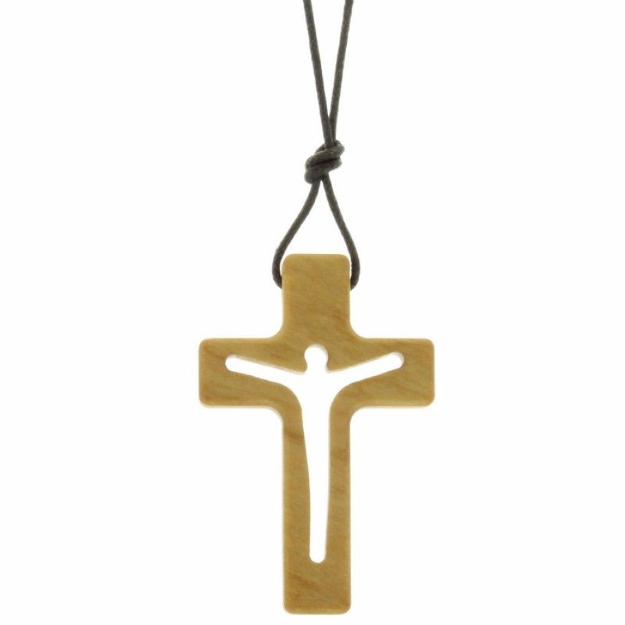 Palais du Rosaire Collier Fantaisie | Collier Religieux Avec Une Croix En Bois D'Olivier Ajouree