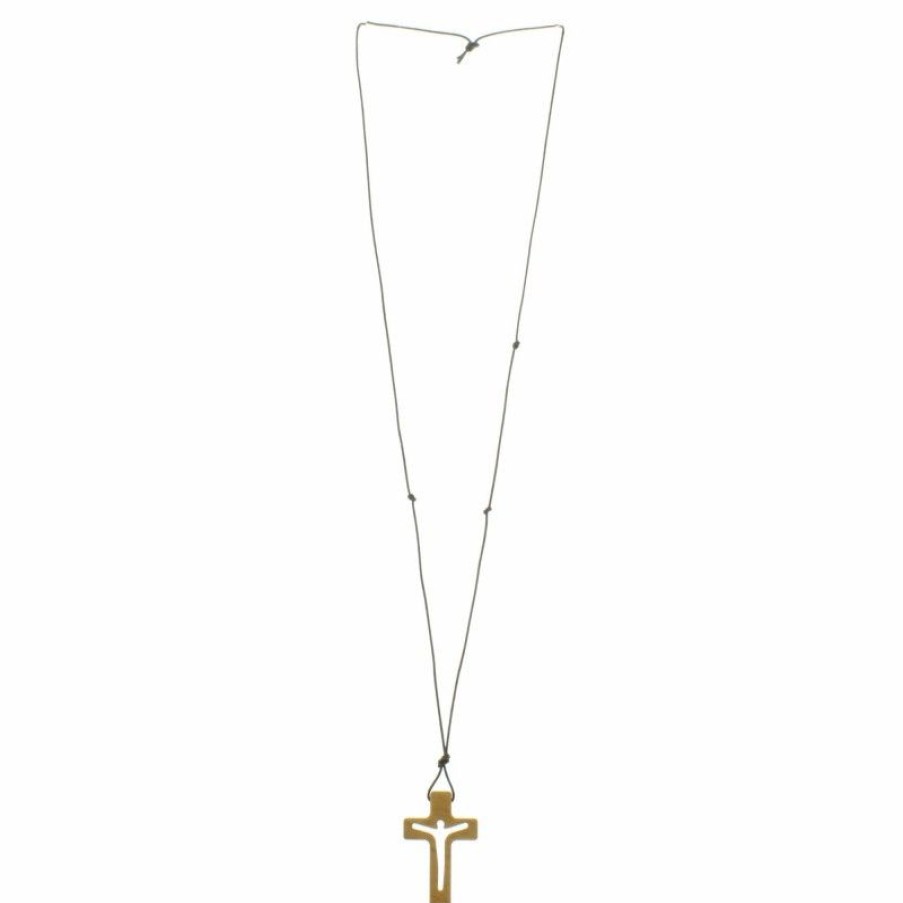 Palais du Rosaire Collier Fantaisie | Collier Religieux Avec Une Croix En Bois D'Olivier Ajouree