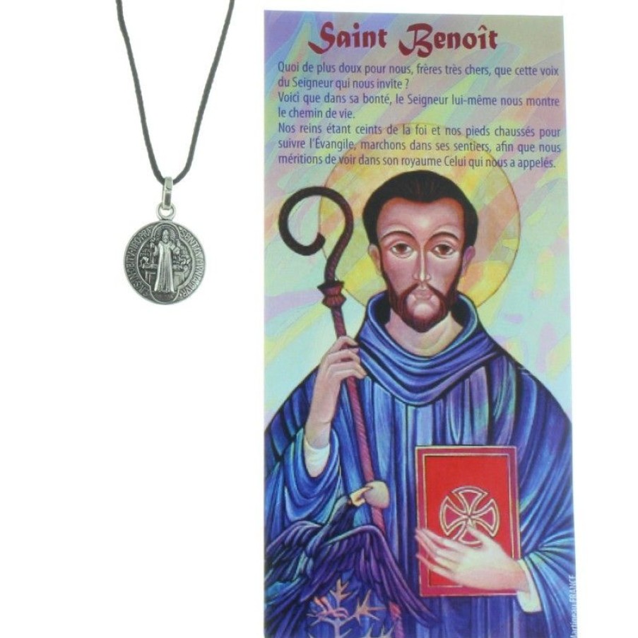 Palais du Rosaire Collier Fantaisie | Collier De Saint Benoit En Corde Avec Sa Priere