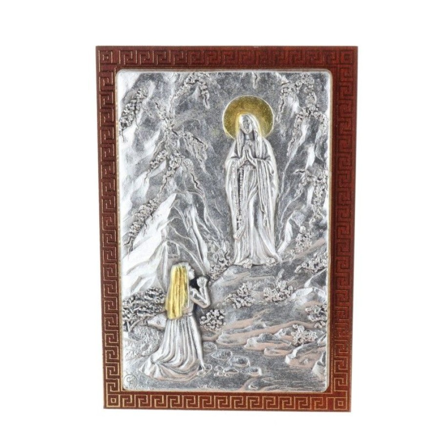 Palais du Rosaire Cadre Religieux | Cadre Religieux Apparition De Lourdes Argentee 7 X 10 Cm