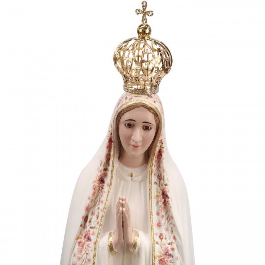 Palais du Rosaire Statue Vierge De Fatima | Statue De Fatima Vetue De Son Manteau Fleuri Rose 70Cm