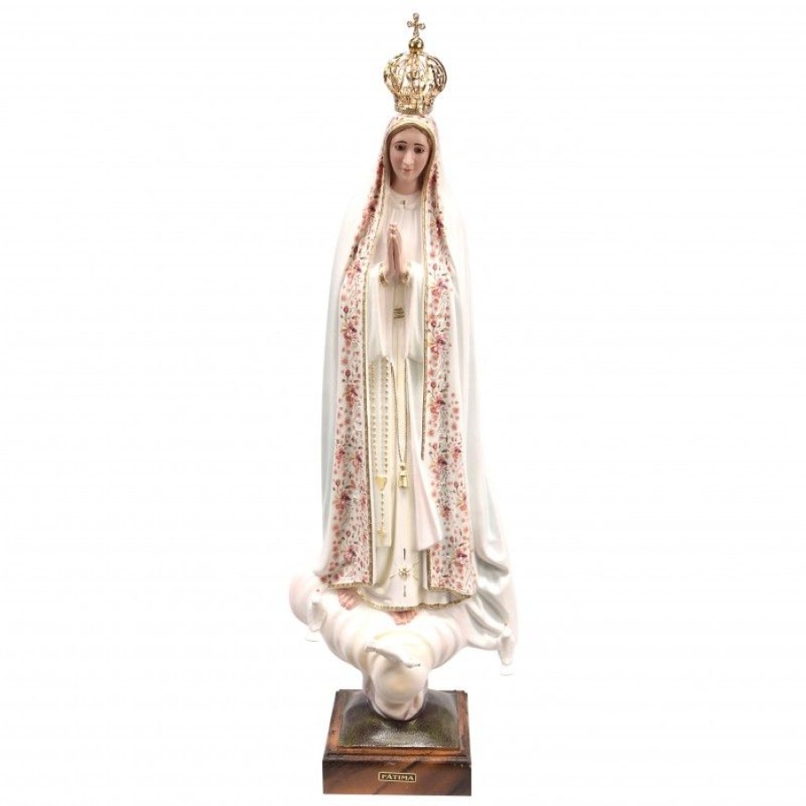 Palais du Rosaire Statue Vierge De Fatima | Statue De Fatima Vetue De Son Manteau Fleuri Rose 70Cm