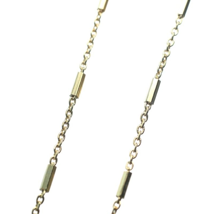 Palais du Rosaire Collier En Plaque Or | Chaine En Plaque Or Forcat Baguette 50 Cm