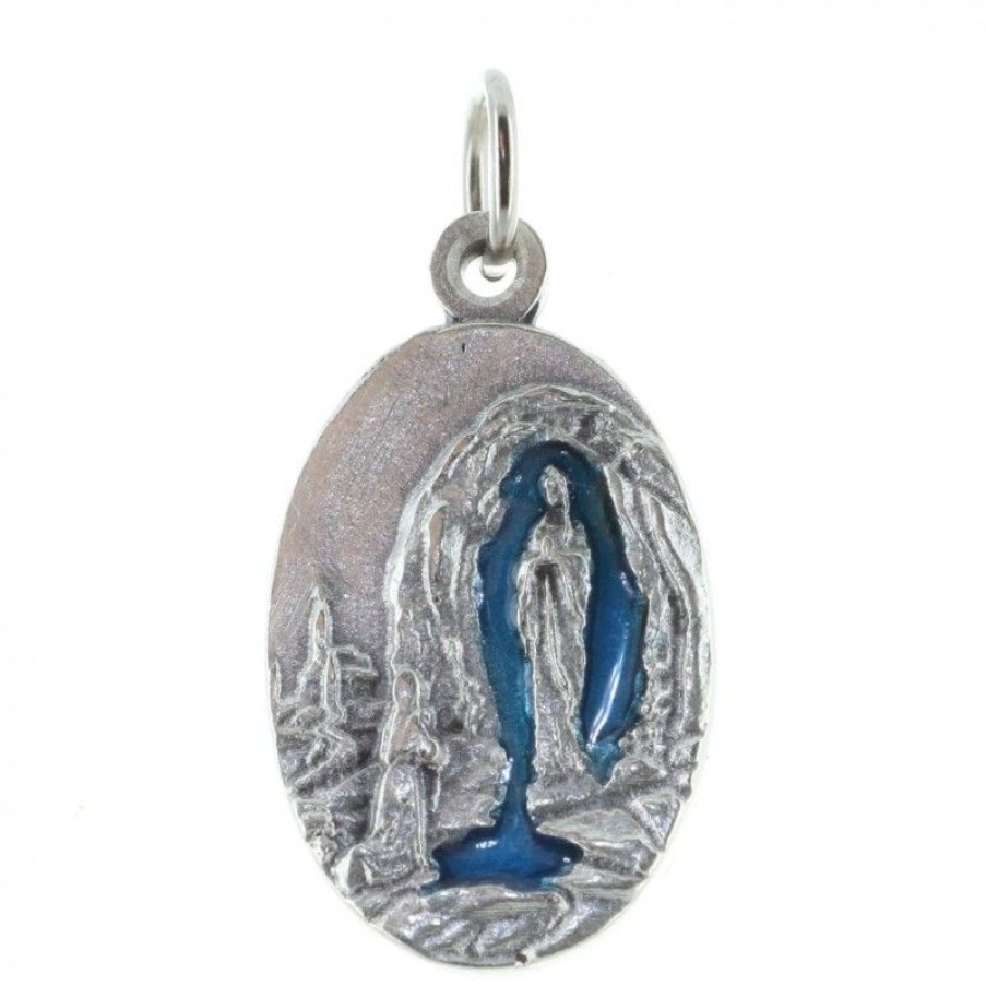 Palais du Rosaire Medaille Et Croix Metal | Medaille Metal Argente Apparition Et Eau De Lourdes