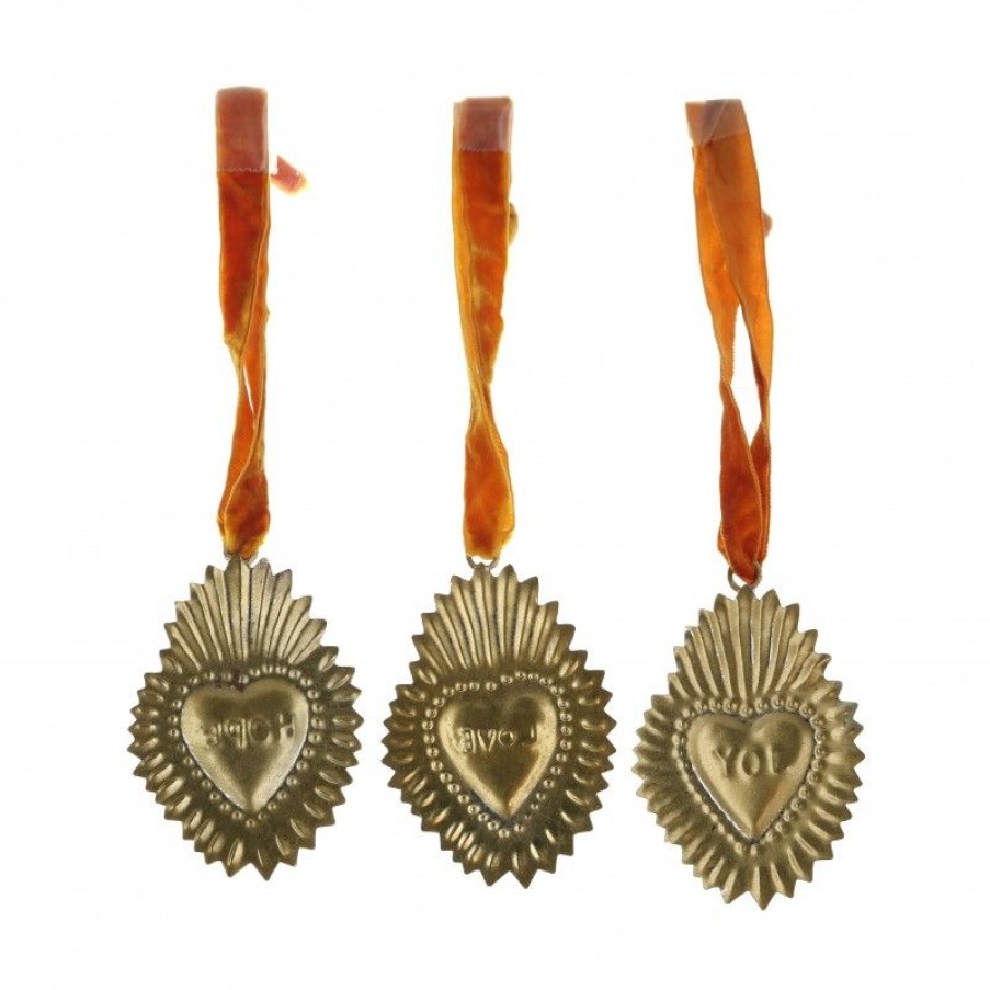 Palais du Rosaire Cadre Religieux | Lot De 3 Ex-Voto A Suspendre - Love, Hope, Joy - 8 Cm