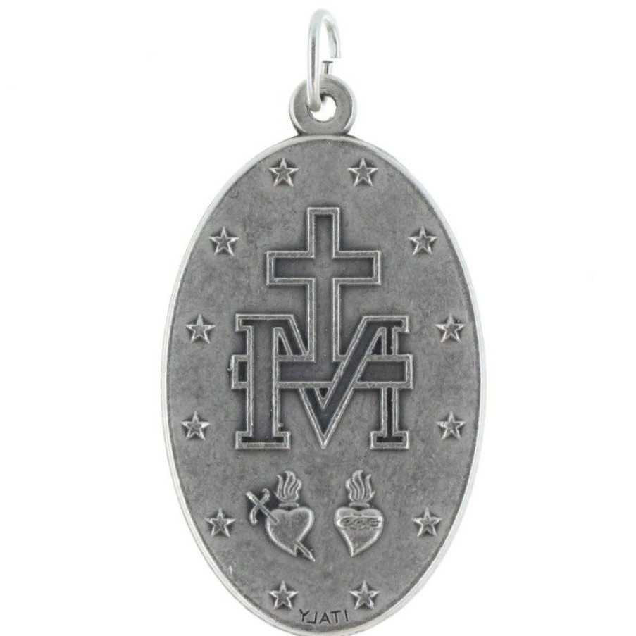 Palais du Rosaire Medaille Et Croix Metal | Medaille De La Vierge Miraculeuse Lumineuse En Metal 4Cm