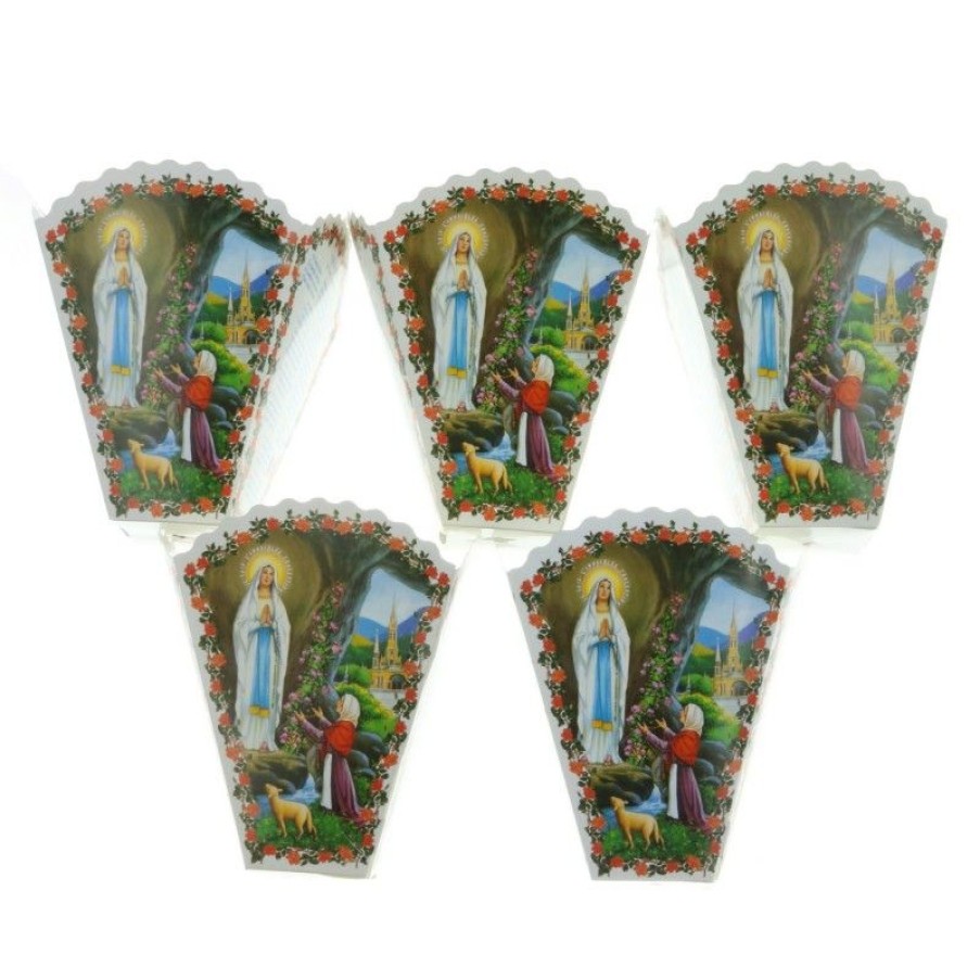 Palais du Rosaire Cierge De Lourdes | Lot De 5 Flambeaux Pour Cierge De Procession En Francais, Italien, Espagnol