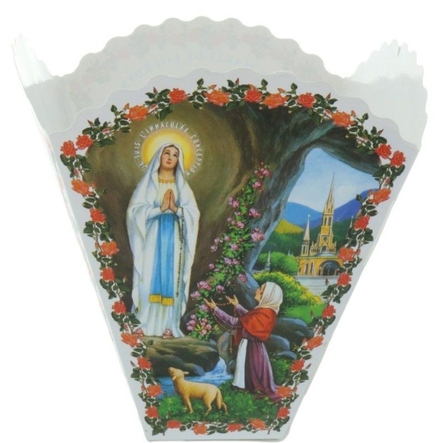 Palais du Rosaire Cierge De Lourdes | Lot De 5 Flambeaux Pour Cierge De Procession En Francais, Italien, Espagnol