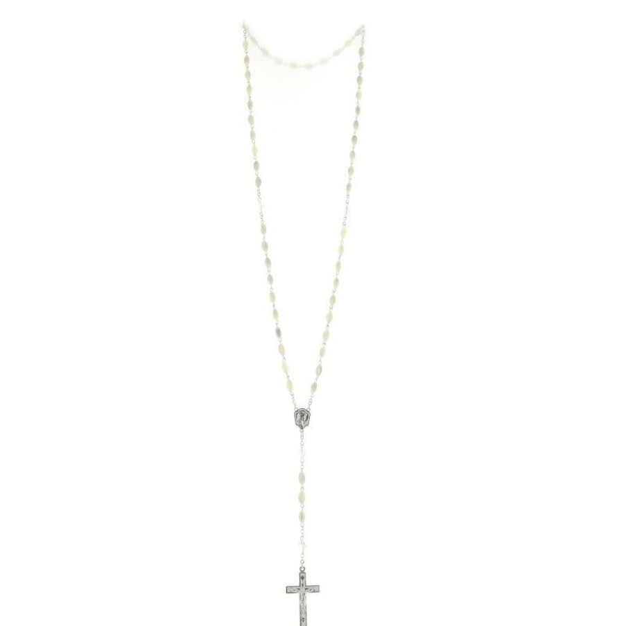 Palais du Rosaire Chapelet Cristal | Chapelet Argente Avec Grains En Nacre Et Pierres Swarovski
