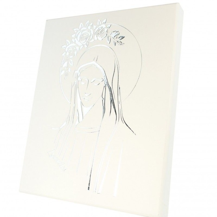 Palais du Rosaire Cadre Religieux | Cadre En Bois Blanc Notre Dame De Lourdes 13X16Cm