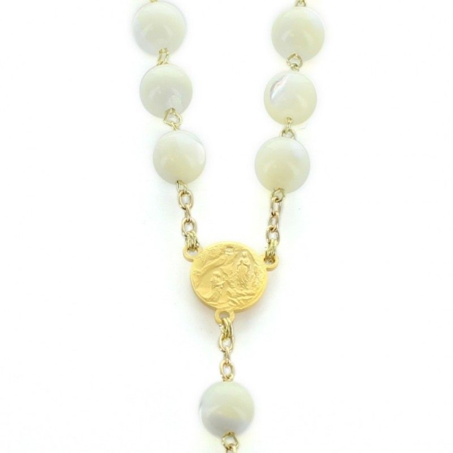 Palais du Rosaire Chapelet Plaque Or | Chapelet Plaque Or Avec Grains De Nacre