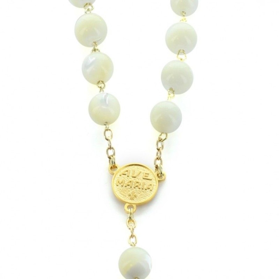 Palais du Rosaire Chapelet Plaque Or | Chapelet Plaque Or Avec Grains De Nacre
