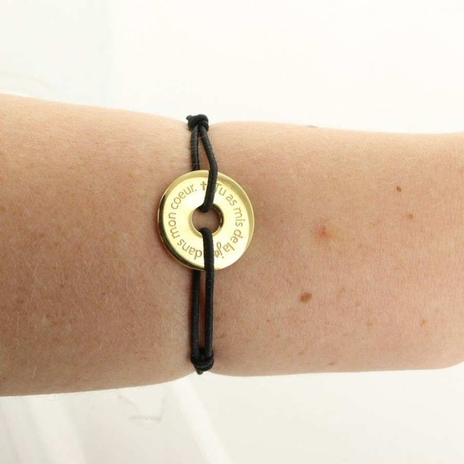 Palais du Rosaire Bracelet Fantaisie | Bracelet Anneau En Laiton Dore \\"Tu As Mis De L'Amour Dans Mon Coeur\\"