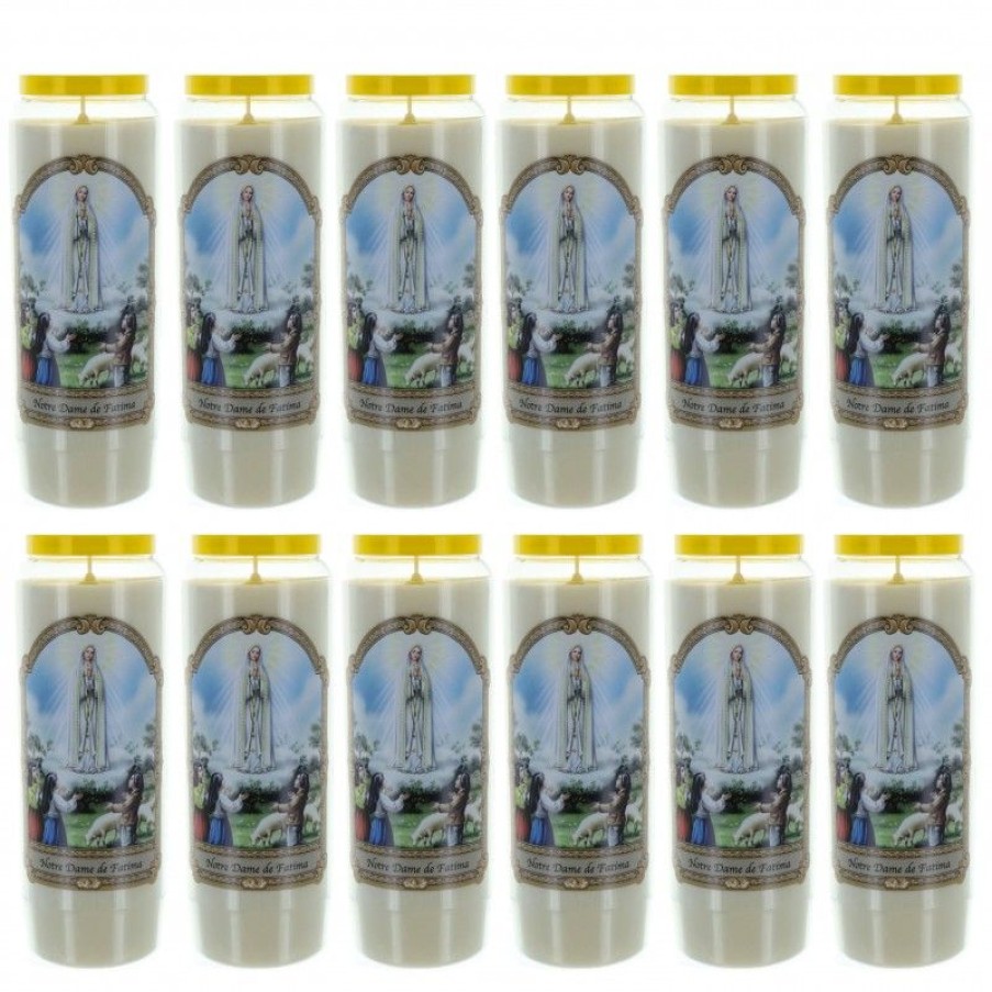 Palais du Rosaire Bougie Neuvaine | Lot De 12 Bougies Neuvaine Notre Dame De Fatima 17,5Cm