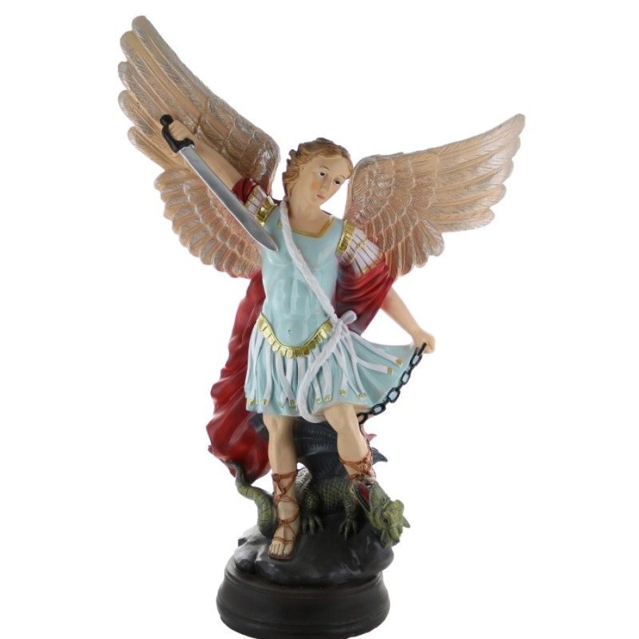 Palais du Rosaire Statue De Saint Michel | Statue De Saint Michel 60Cm Peinte A La Main