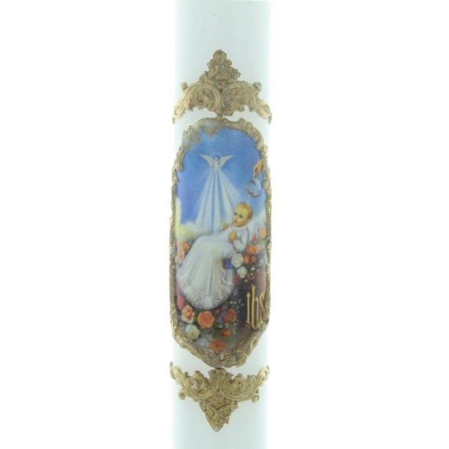 Palais du Rosaire Cierge De Lourdes | Cierge De Bapteme Pour Enfant 40Cm