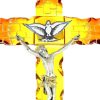 Palais du Rosaire Croix Religieuse | Croix Esprit Saint En Verre 23Cm