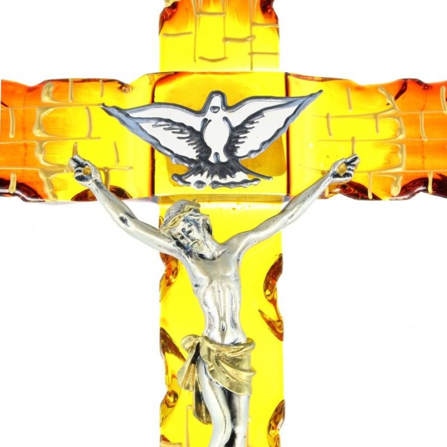 Palais du Rosaire Croix Religieuse | Croix Esprit Saint En Verre 23Cm