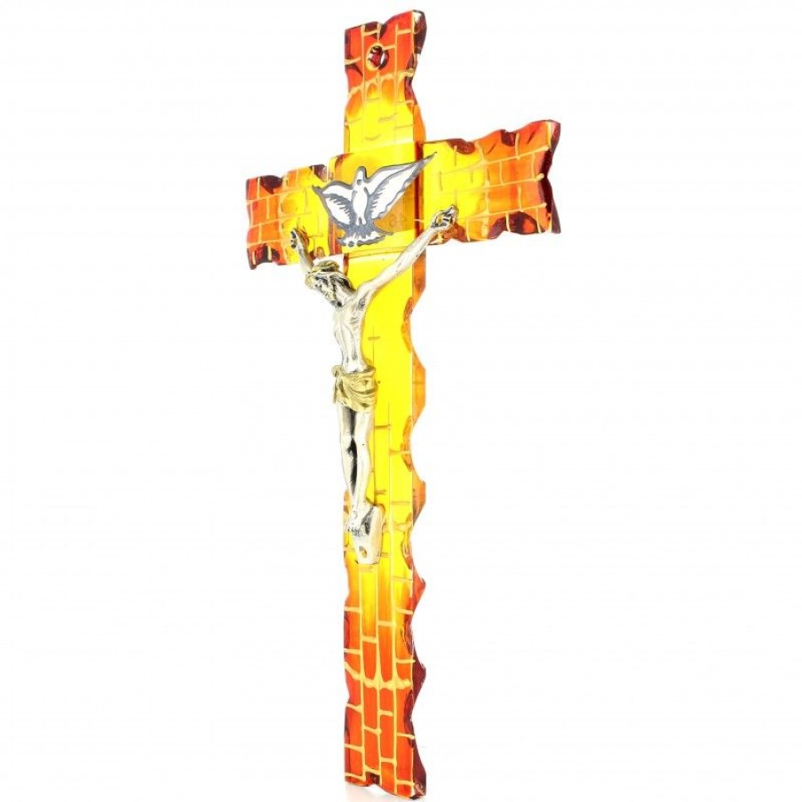 Palais du Rosaire Croix Religieuse | Croix Esprit Saint En Verre 23Cm