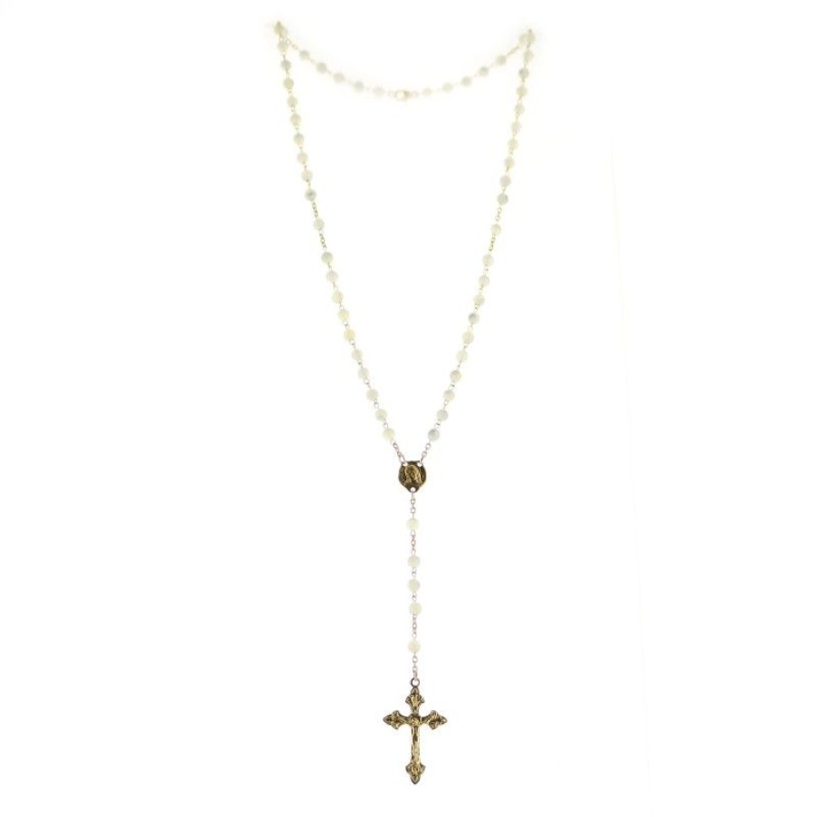 Palais du Rosaire Chapelet Plaque Or | Chapelet Plaque Or Avec Grains En Nacre